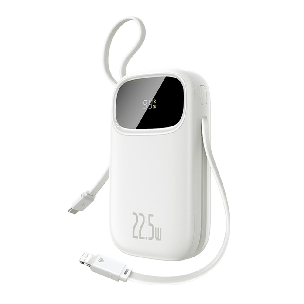 Baseus EnerFill FC31 QPow3 10000mAh 22.5W Power Bank with Digital Display with 2 Built-in Cables - White