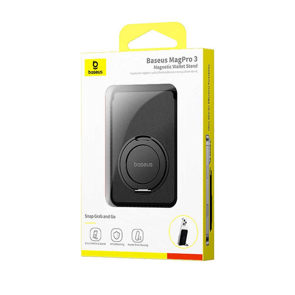 Baseus MagPro 3 Magnetic Wallet med Stativ Kompatibel med MagSafe - sort