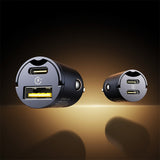 Baseus Tiny Star 30W USB-A USB-C Biloplader - sort