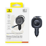 Baseus PrimeTrip VR2 30W Car Charger with Retractable USB-C Cable - Black