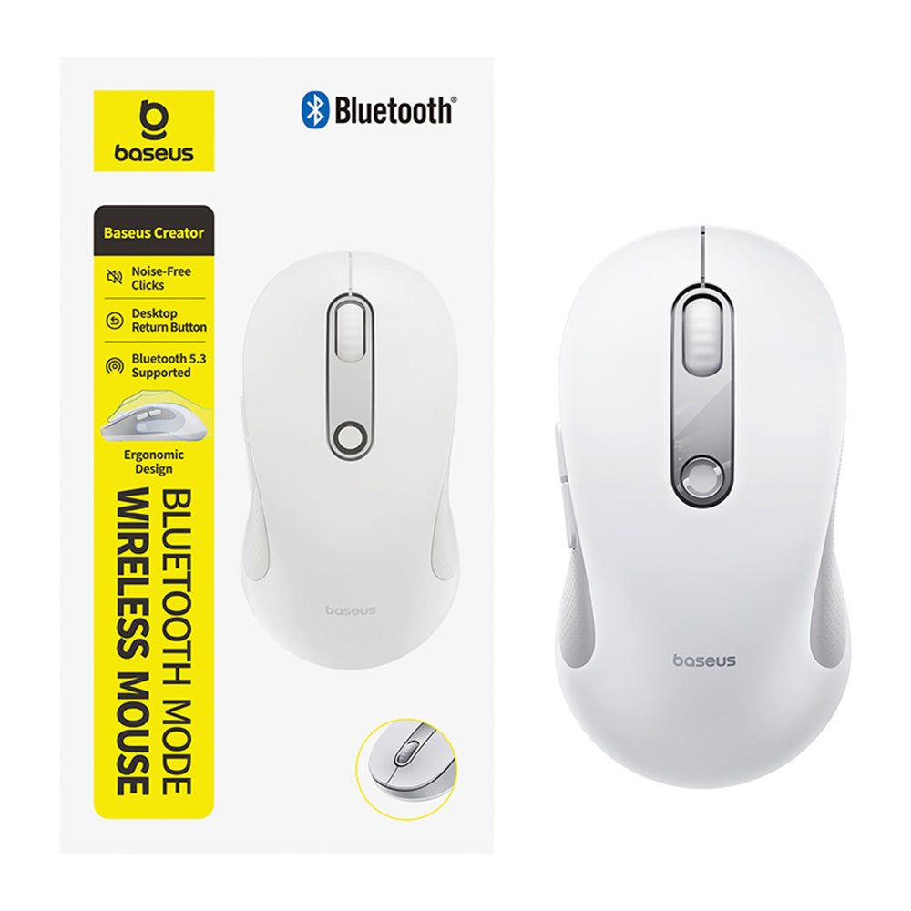 Baseus F02 Wireless Ergonomic Bluetooth Mouse - White