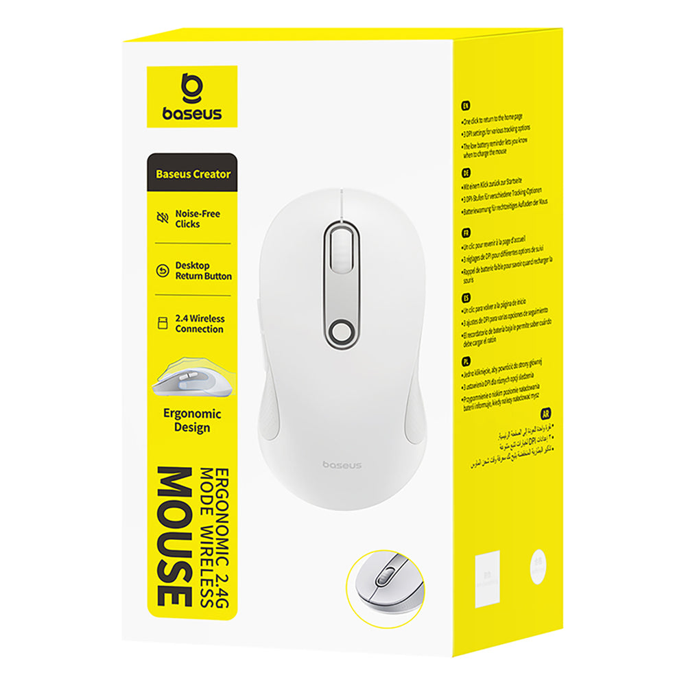 Baseus F02 Ergonomic Wireless Mouse USB 2.4GHz - White