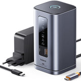 Baseus Spacemate RD1 hub 11in1 USB-C docking station - 2xHDMI 4K@60Hz 2xDP 4K@60Hz 2xUSB-A 10Gb/s USB-C 10Gb/s RJ45 USB-A 480Mb/s USB-C PD mini jack 3.5mm EU oplader - grå