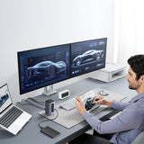 Baseus NU1 Air Spacemate hub 12in1 USB-C docking station - 2xHDMI 4K@60Hz 2xUSB-C 10Gb/s 2xUSB-A 5Gb/s 2xUSB-A (480Mb/s) RJ45 SD/microSD 3.0 USB-C (PD) - gray