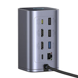 Baseus NU1 Air Spacemate hub 12in1 USB-C docking station - 2xHDMI 4K@60Hz 2xUSB-C 10Gb/s 2xUSB-A 5Gb/s 2xUSB-A (480Mb/s) RJ45 SD/microSD 3.0 USB-C (PD) - gray