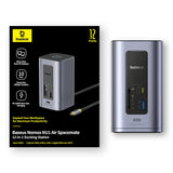 Baseus NU1 Air Spacemate hub 12in1 USB-C docking station - 2xHDMI 4K@60Hz 2xUSB-C 10Gb/s 2xUSB-A 5Gb/s 2xUSB-A (480Mb/s) RJ45 SD/microSD 3.0 USB-C (PD) - gray