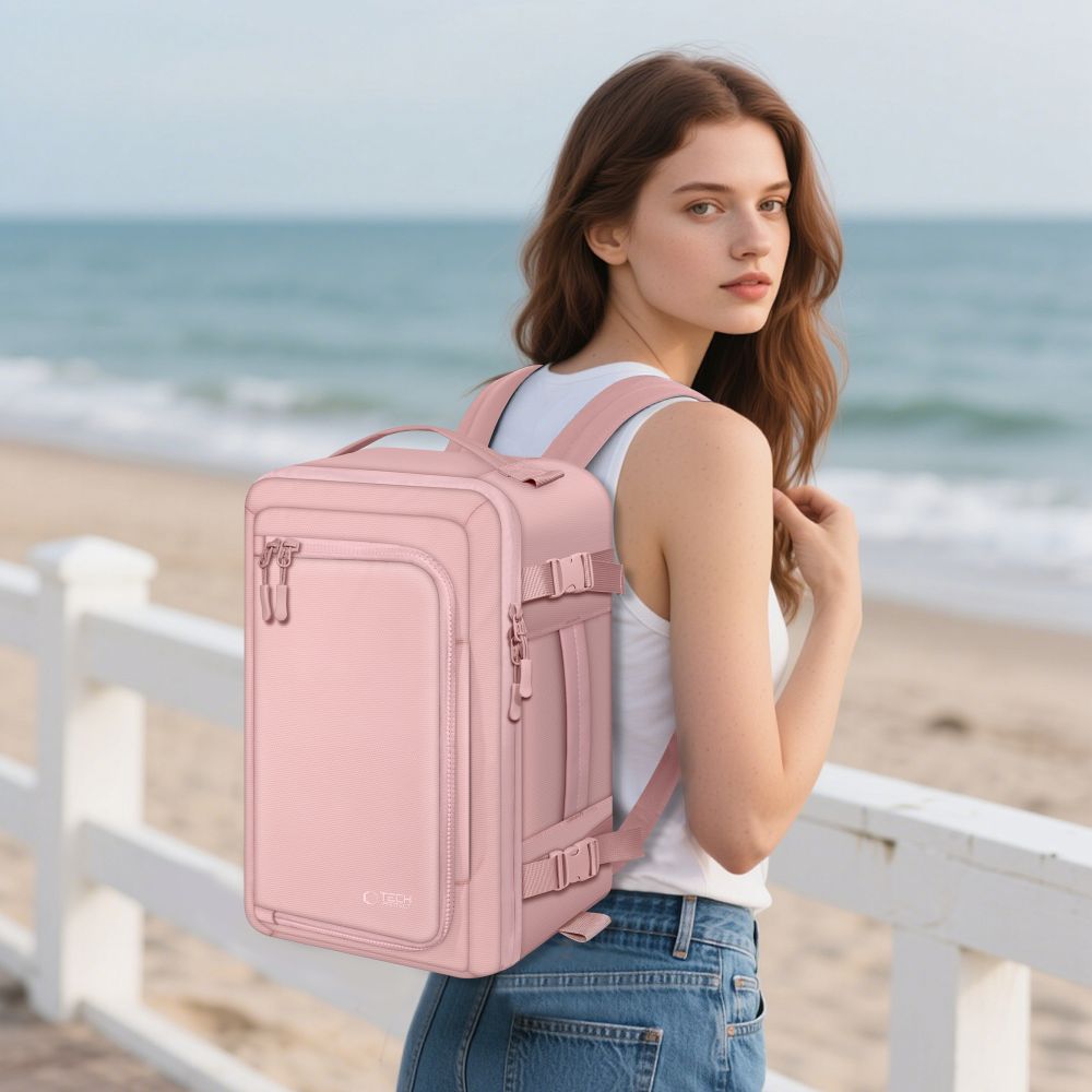 Tech-Protect Defender S50 rygsæk til Ryanair & Wizzar, 20L Laptop - Pink