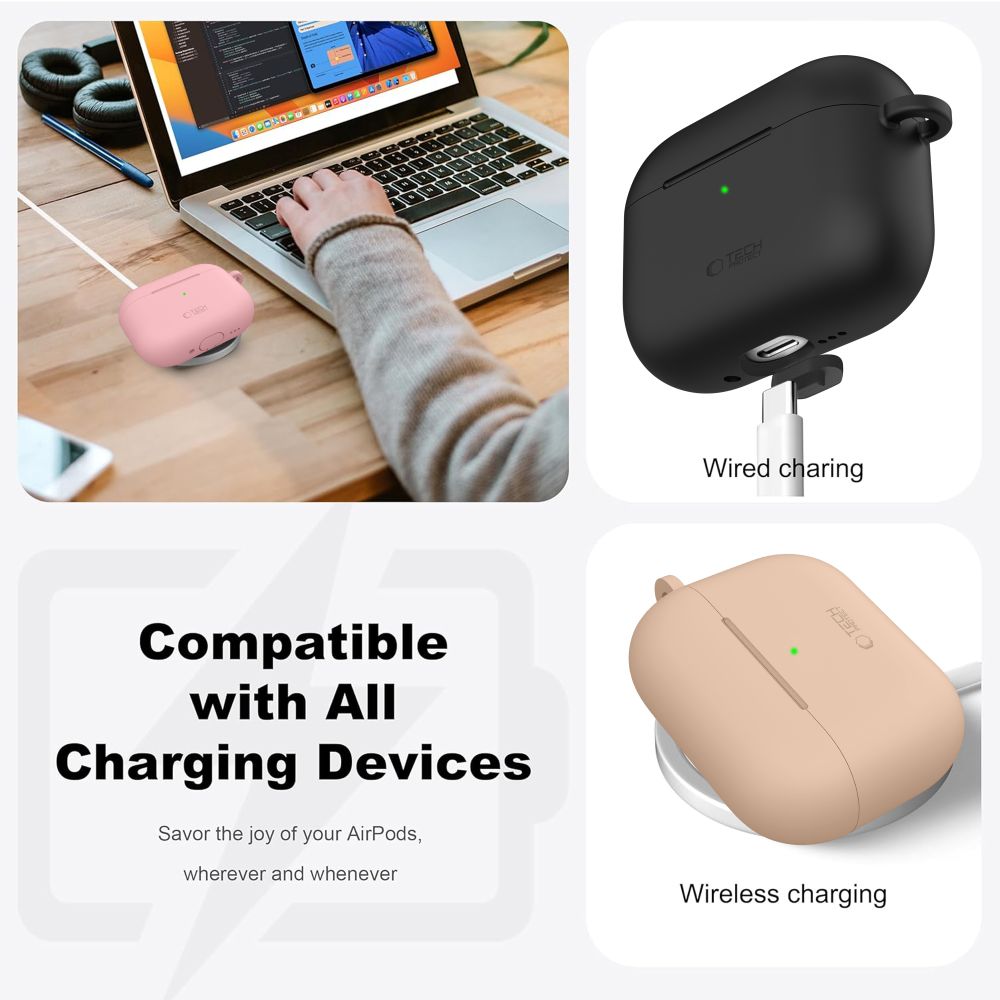 Tech-Protect Silicone Hook Case til AirPods Pro - Beige