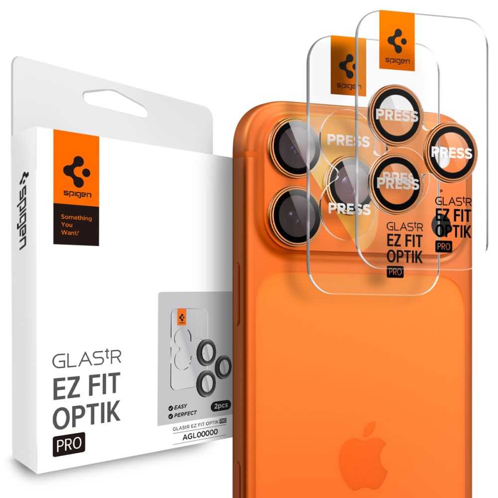 Spigen Optik Pro Camera Lens Glass til iPhone 16 Pro / Max / 17 Pro / Max - Orange