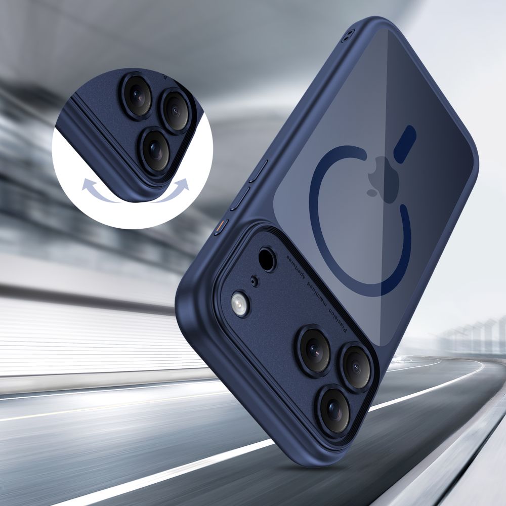 Tech-Protect Magpeak Magsafe CC Case til iPhone 17 Pro Max - Clear Navy Blue