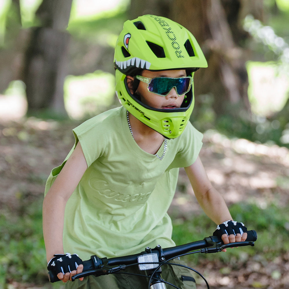 Rockbros TT-32003 Shark Children's Bike Helmet with Detachable Jaw Size S (48-52) - Green