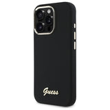 Guess Silicone Script Metal Logo & Frame Case til iPhone 16 Pro Max - sort