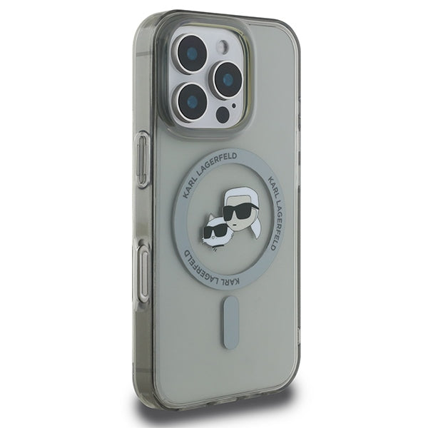 Karl Lagerfeld IML Metal Karl&Choupette Head MagSafe Case til iPhone 16 Pro - sort
