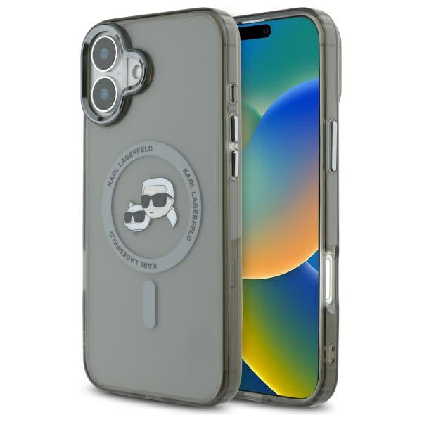 Karl Lagerfeld IML Metal Karl&Choupette Head MagSafe Case til iPhone 16 Plus - sort