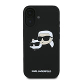 Karl Lagerfeld Silicone Nauble Heads Print MagSafe Case til iPhone 16 - sort