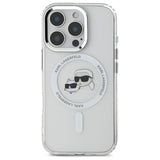 Karl Lagerfeld IML Metal Karl&Choupette Head MagSafe Case til iPhone 16 Pro Max - Hvid