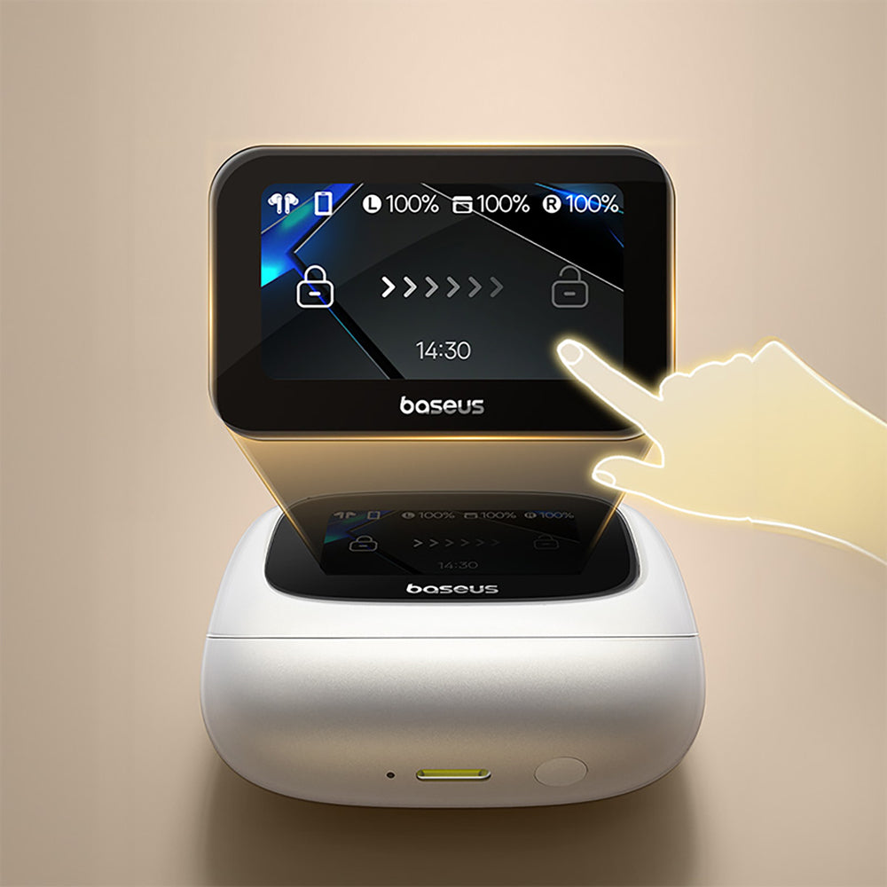 Baseus Bowie M2s Ultra TWS trådløse in-ear hovedtelefoner med interaktiv skærm - hvid