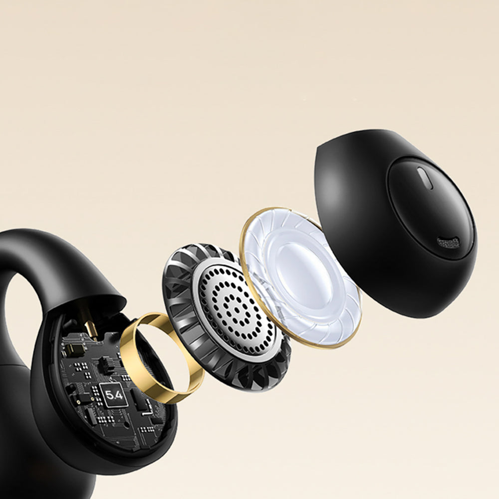 Baseus Bass 15 Clip OWS Trådløse hovedtelefoner med Baseus Simple USB-C 3A 30 cm kabel - sort