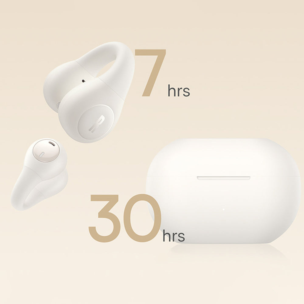 Baseus Bass 15 Clip OWS trådløse hovedtelefoner med Baseus Simple USB-C 3A 30cm kabel - hvid