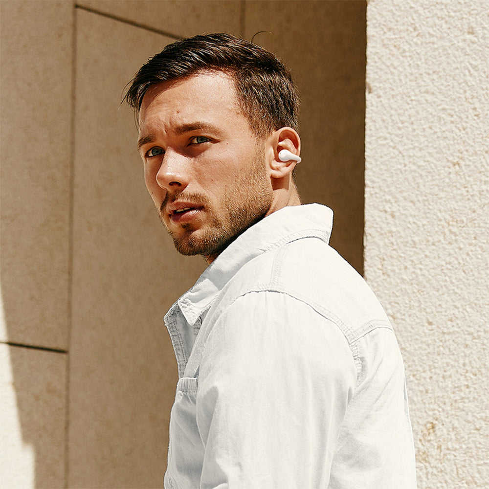 Baseus Bass 15 Clip OWS trådløse hovedtelefoner med Baseus Simple USB-C 3A 30cm kabel - hvid