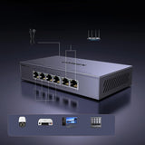 Switch Ugreen 6-Port 1Gb/s Ethernet Switch med PoE - Grå
