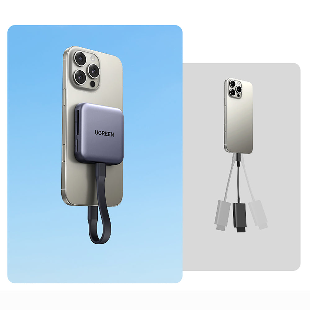 Ugreen Magnetisk hukommelseskortlæser + 100W PD 3in1 oplader - Grå