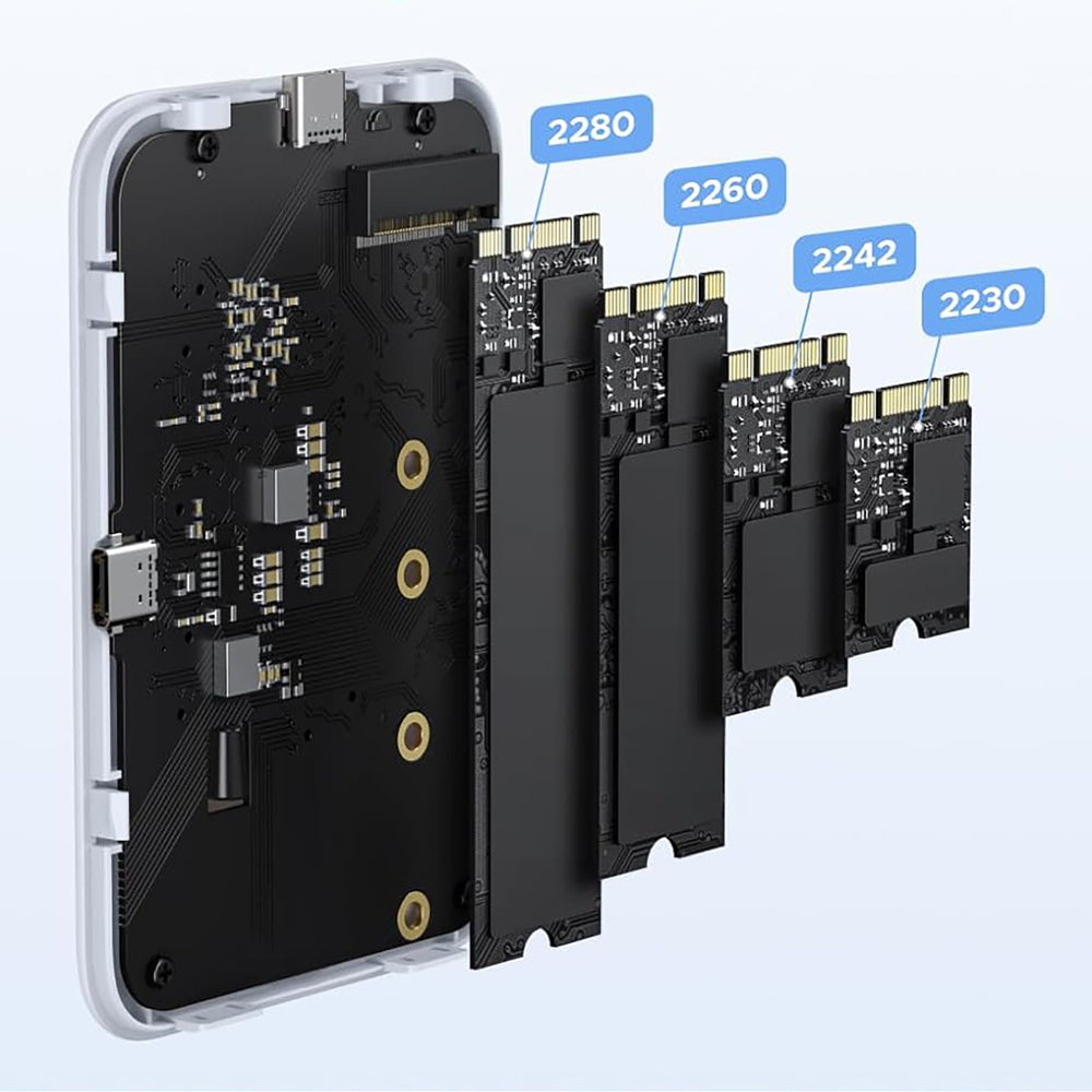 Ugreen M.2 NVMe SSD Magnetisk Case - Hvid