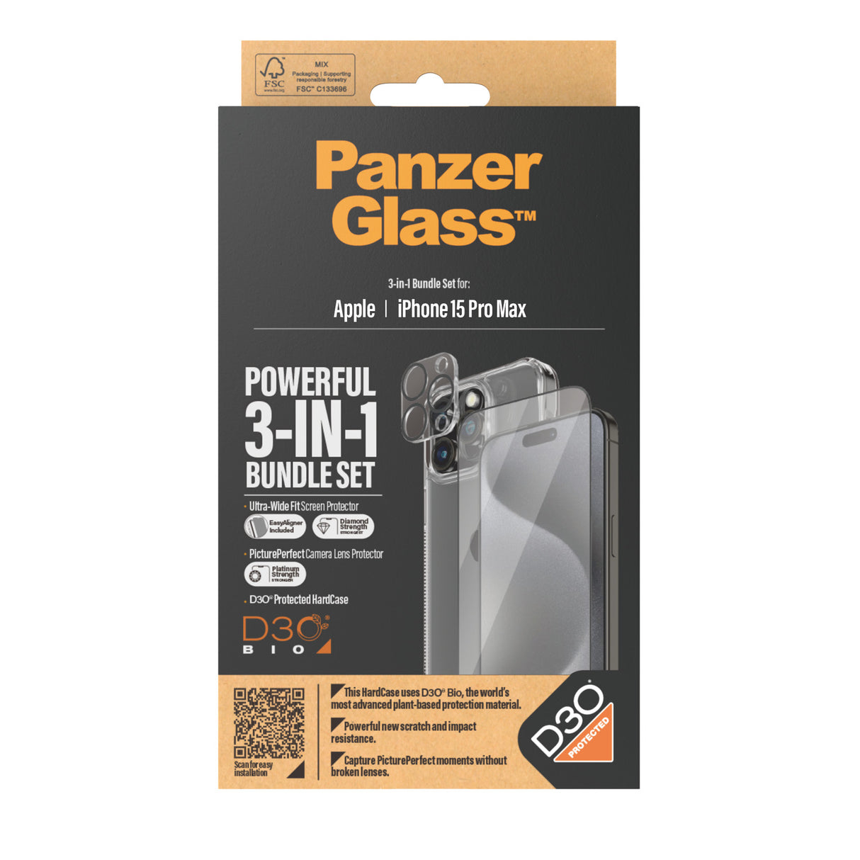 PanzerGlass Skærm/objektiv/rygbeskyttersæt Apple iPhone 15 Pro Max