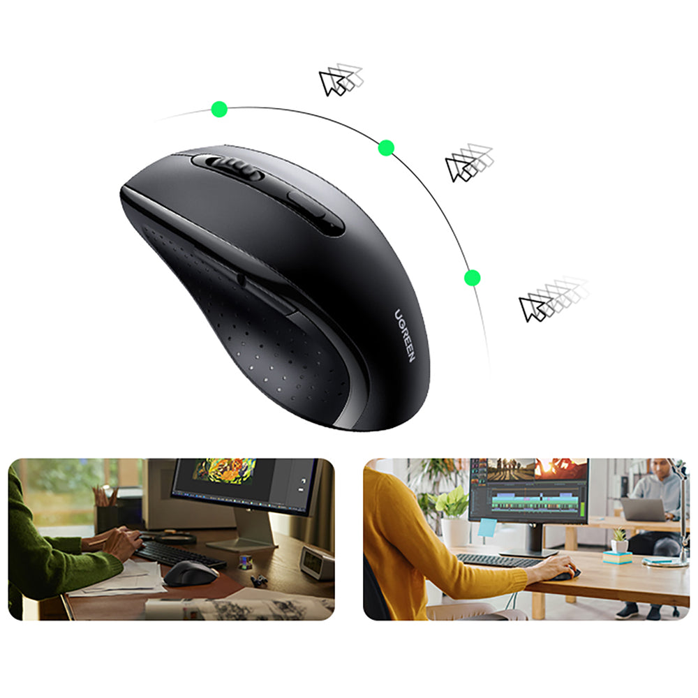Ugreen trådløs ergonomisk optisk mus - sort