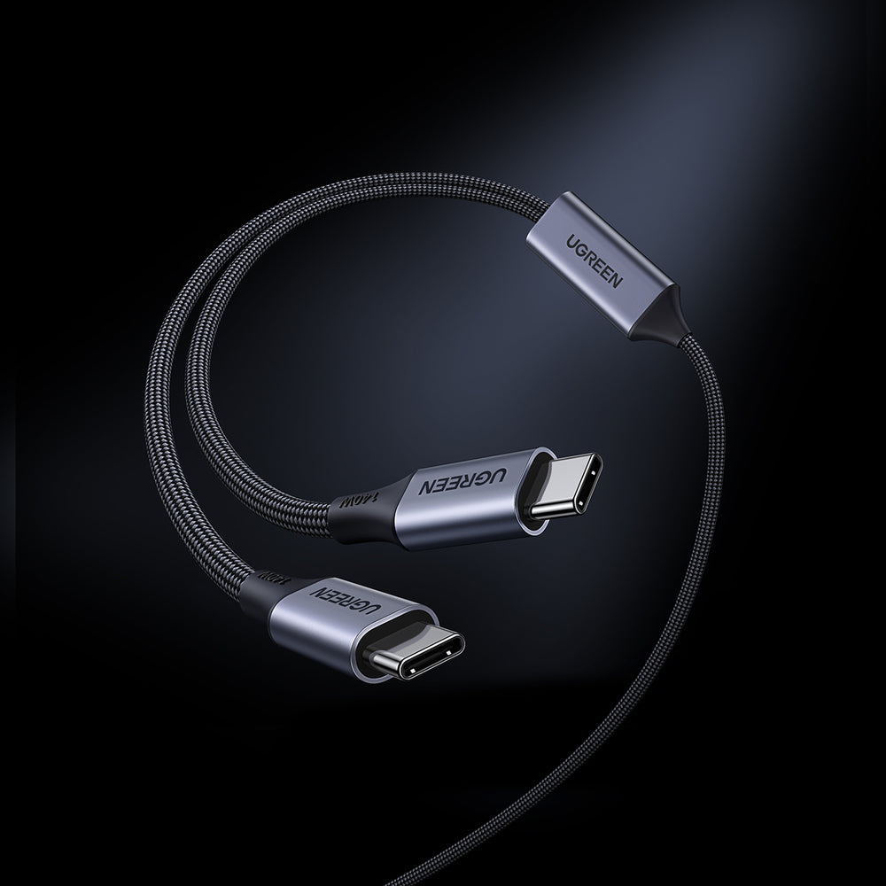 Ugreen 2in1 USB-C Cable - 2xUSB-C PD 140W 2m - sort
