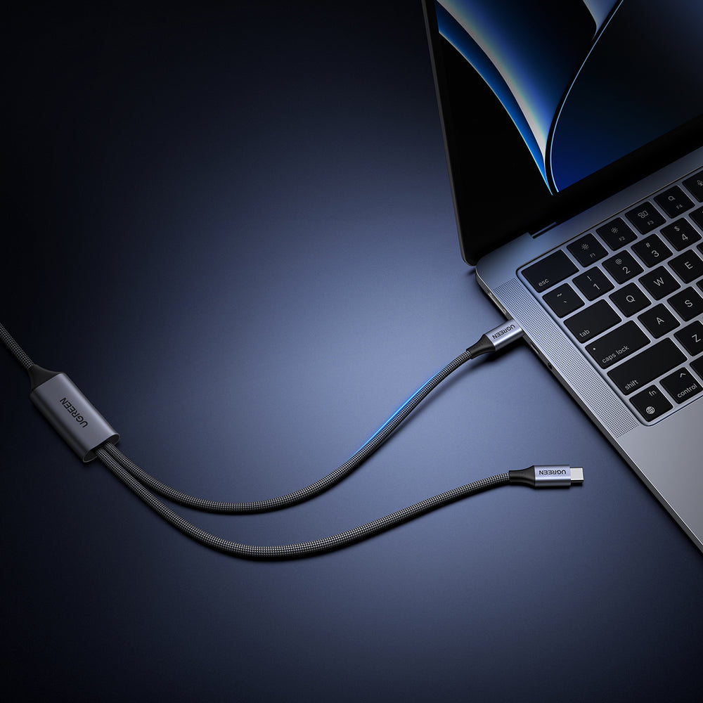 Ugreen 2in1 USB-C Cable - 2xUSB-C PD 140W 2m - sort