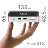 Orico MiniDock 10-in-1 Docking Station med SSD Hard Drive Bay - Silver
