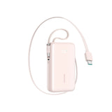 Joyroom JR-PR2L 10000mAh 35W Power Bank med indbygget inddrageligt USB-C-kabel og USB-C Lanyard-kabel - Pink