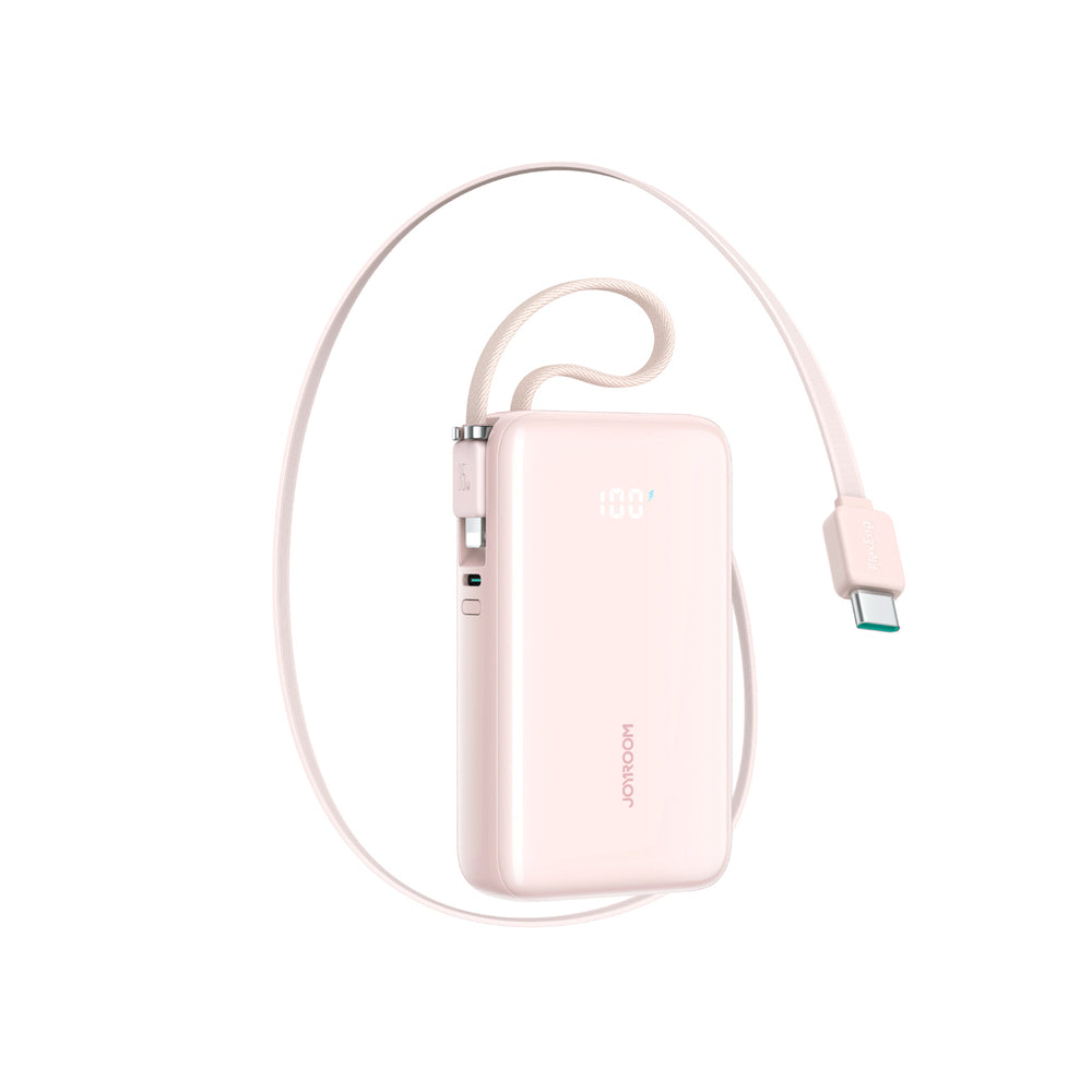Joyroom JR-PR2L 10000mAh 35W Power Bank med indbygget inddrageligt USB-C-kabel og Lightning Lanyard-kabel - Pink