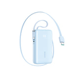 Joyroom JR-PR2L 10000mAh 35W Power Bank med indbygget inddrageligt USB-C-kabel og Lightning Lanyard-kabel - Blå