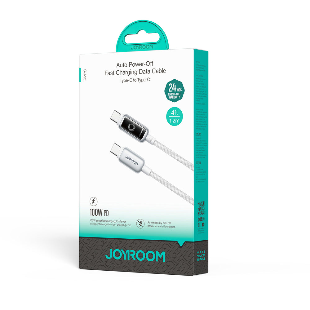 Joyroom S-A55 StarFlight 100W USB-C - USB-C-kabel 1,2 m - hvid