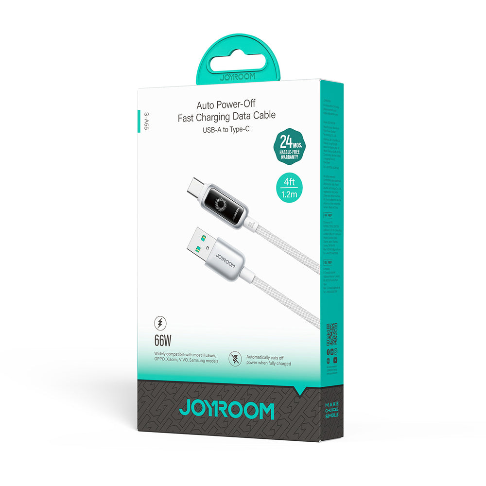Joyroom S-A55 StarFlight 66W USB-A - USB-C Kabel 1,2 m - Hvid