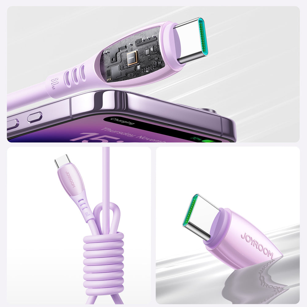 Joyroom S-A59 Vibrant Series 60W USB-C - USB-C-kabel 1,2 m - lilla