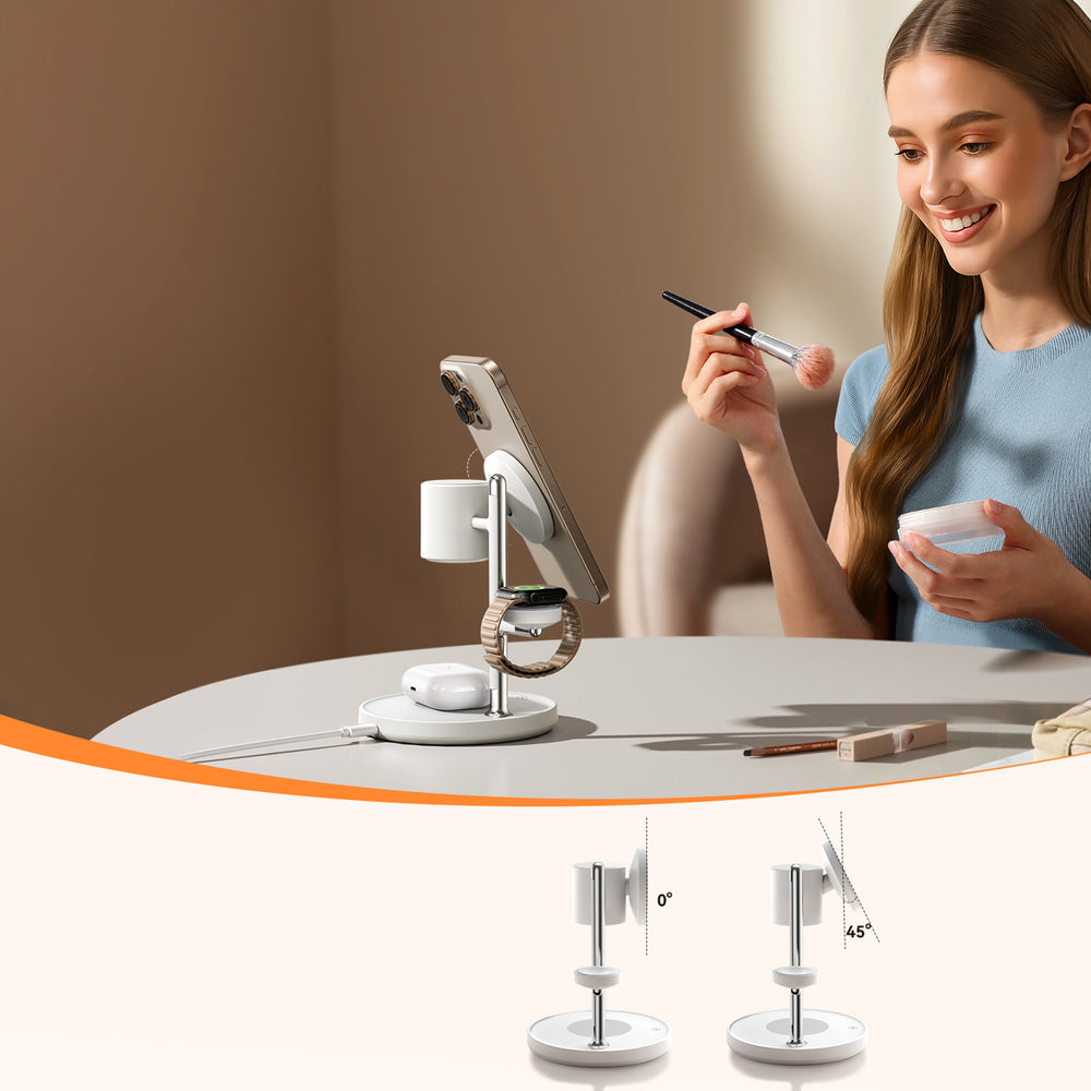 Joyroom JR-W23 Qi2 4-i-1 bordoplader med indbygget induktiv natlampe - hvid