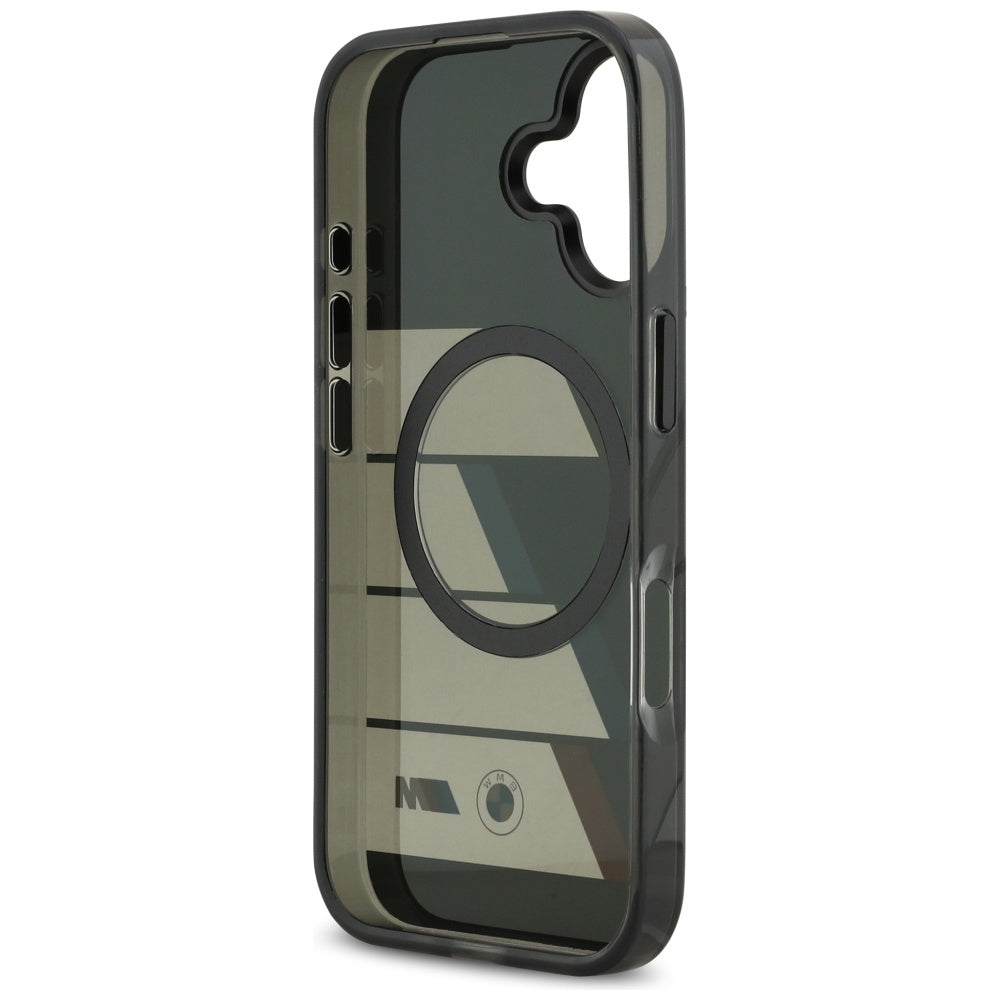BMW M IML Metal Buttons Tricolor Lines MagSafe Case for iPhone 17 - Black