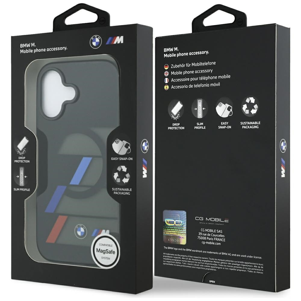 BMW M IML Metal Buttons Tricolor Lines MagSafe Case for iPhone 17 - Black