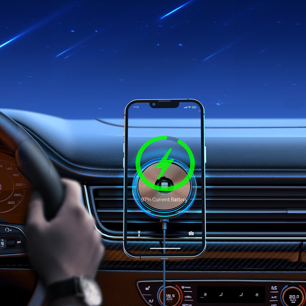 Joyroom biltelefonholder med Qi 15W induktiv oplader (MagSafe-kompatibel) til luftventil, sølv (JR-ZS291)