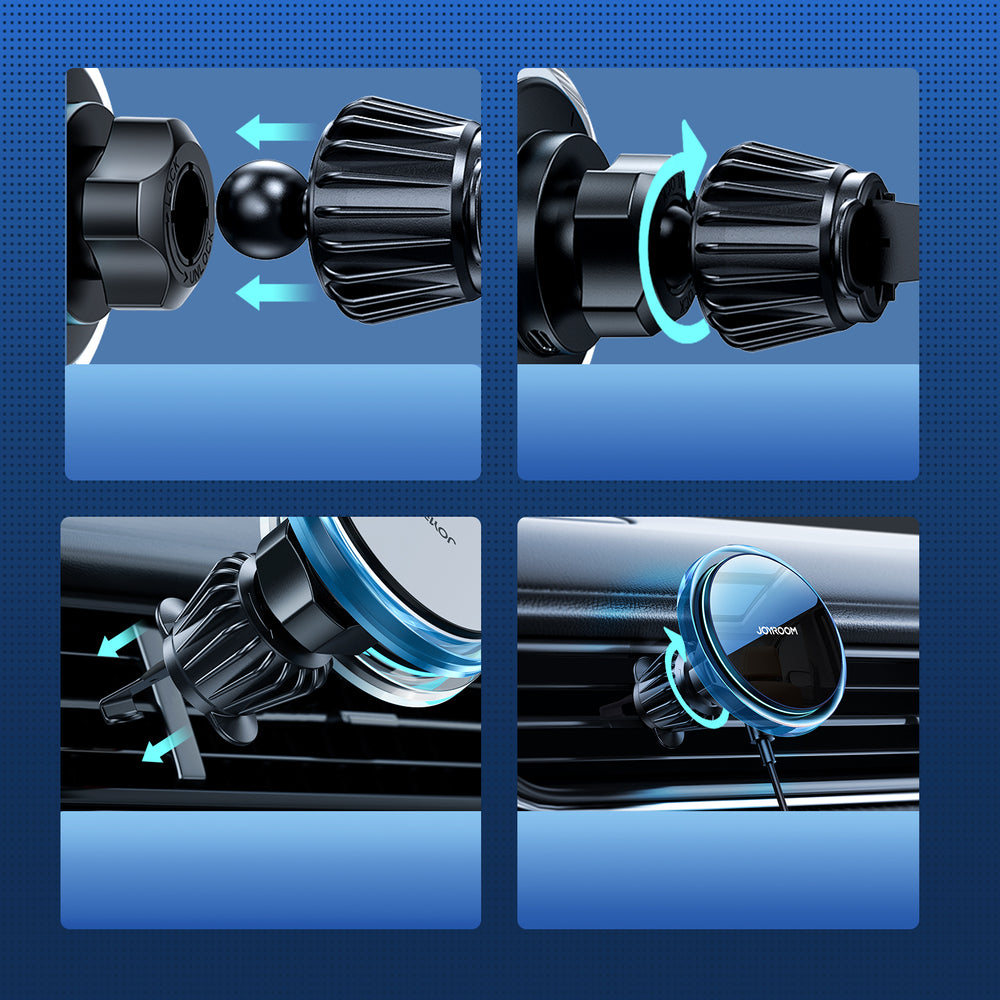 Joyroom biltelefonholder med Qi 15W induktiv oplader (MagSafe-kompatibel) til luftventil, sølv (JR-ZS291)