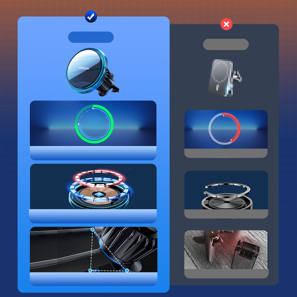 Joyroom biltelefonholder med Qi 15W induktiv oplader (MagSafe-kompatibel) til luftventil, sølv (JR-ZS291)