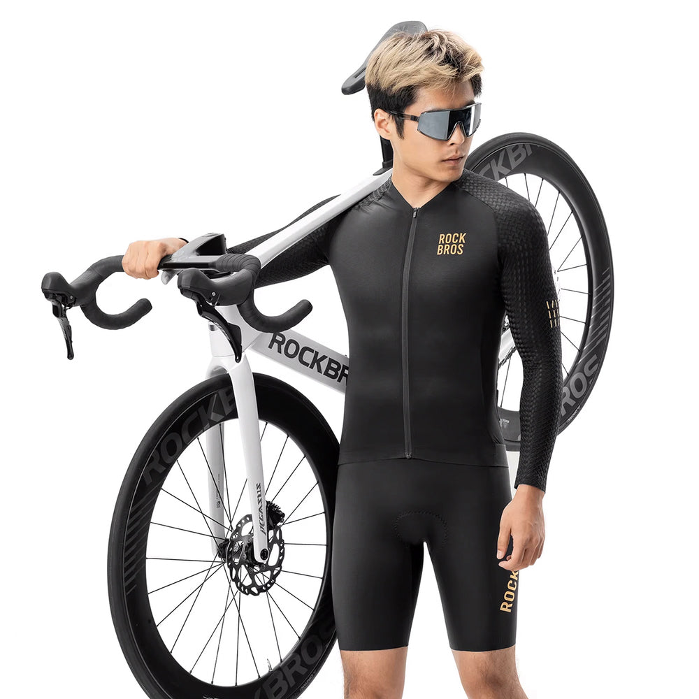 Rockbros YDCX008 Diamond Long Sleeve Cycling Jersey størrelse XXL - sort