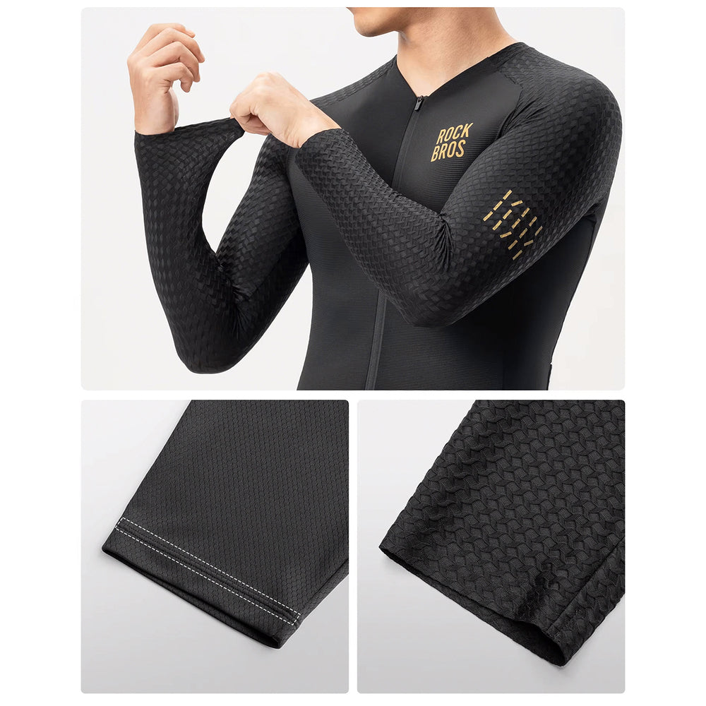 Rockbros YDCX008 Diamond Long Sleeve Cycling Jersey størrelse XXL - sort