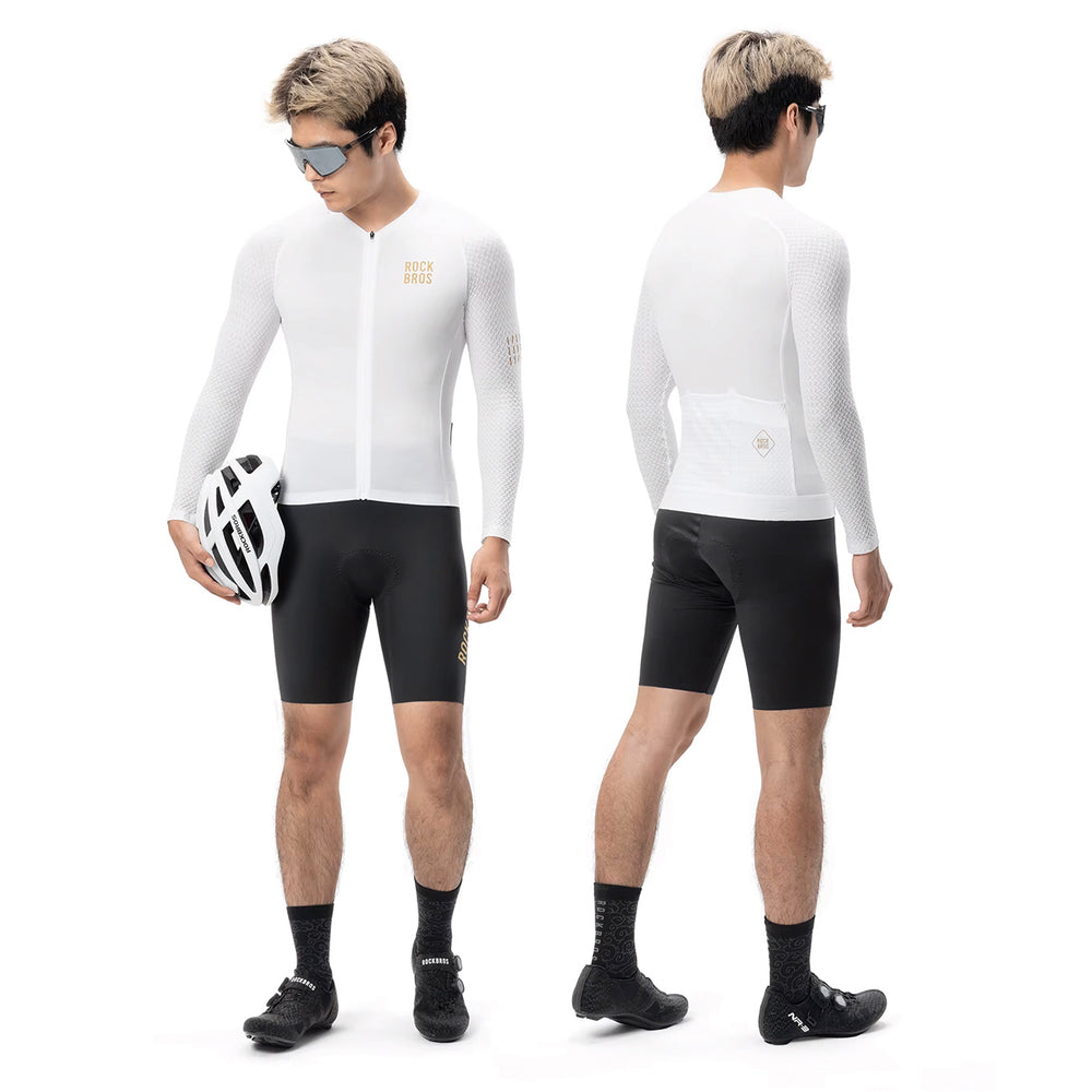Rockbros YDCX008 Diamond Long Sleeve Cycling Jersey størrelse XL - hvid