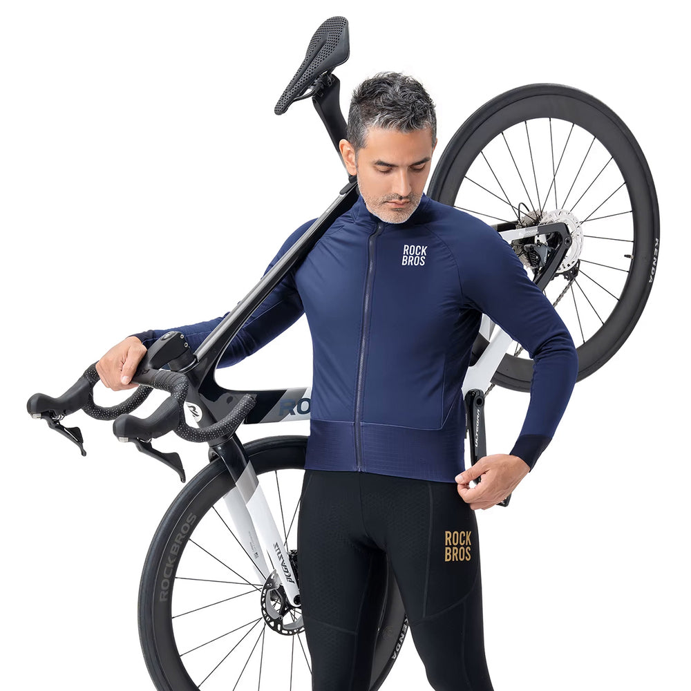 Rockbros YDWT014 Vinter Fleece Dobbeltlag cykeljakke størrelse L - Blå