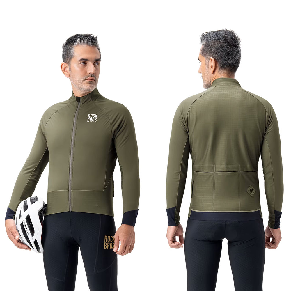 Rockbros YDWT014 vinterfleece dobbeltlag cykeljakke størrelse XXL - Grøn