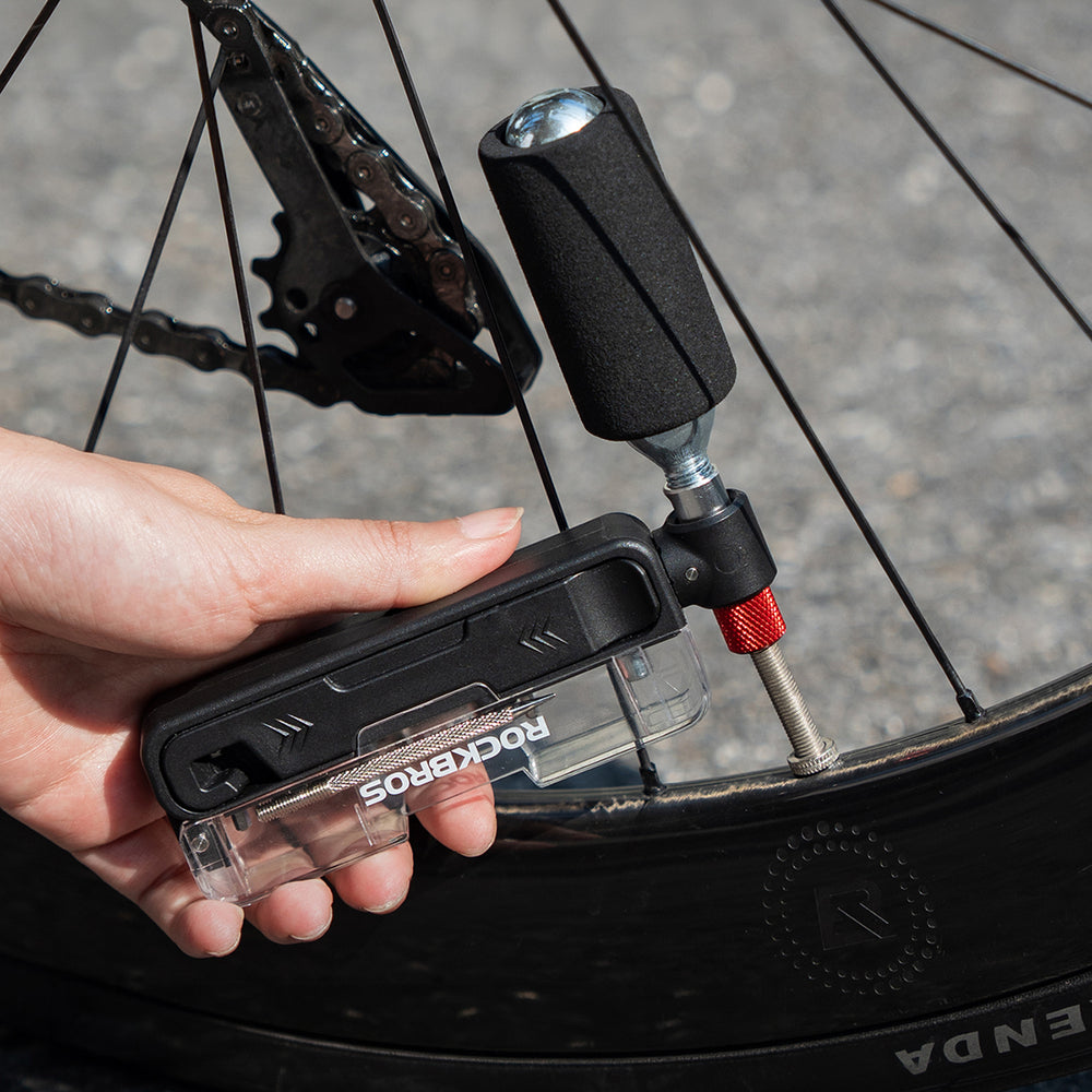 Rockbros Multitool Bike Tool Set med CO2-pumpe og ratchetnøgle - sort